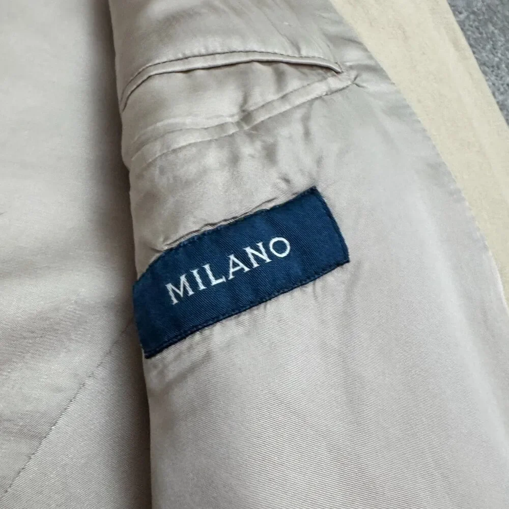 Milano Fratelli Ormezzano Two Button Blazer Men 40R Beige 100% Linen Sport Coat